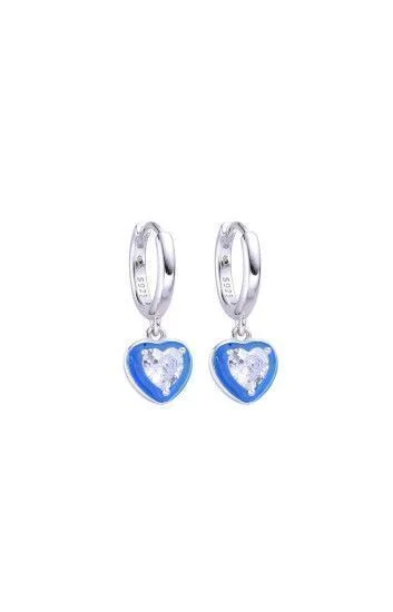 Aro Huggies Liso con Dije Colgante de Corazon Esmaltado