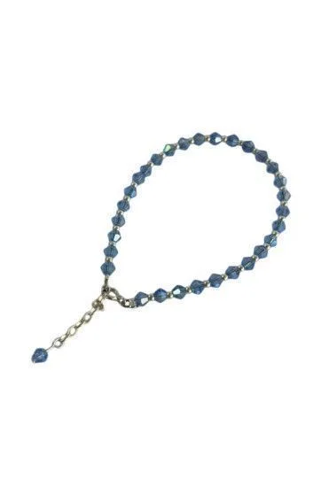 Pulsera de Cristal Checo y Bolitas con Dije Piedra
