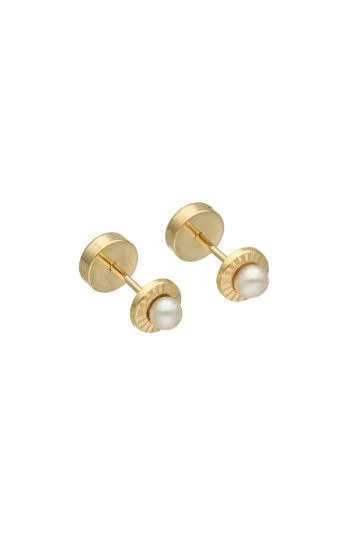 Abridor Oro 18 Kt. c/Tic Laminado Facetado con Perla Cultivada