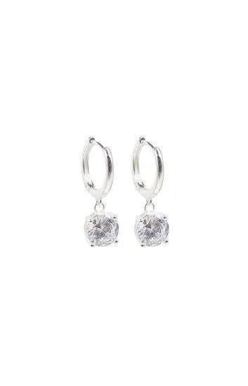 Aros de Argollas Lisas con Dije de Cubic 8mm Engarzado