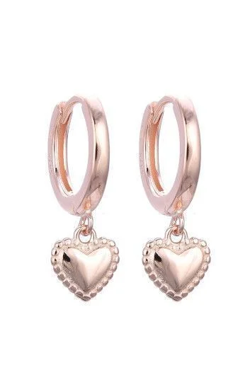 Aros Huggies Lisos con Dije Colgante de Corazon