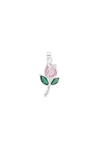 Dije de Tulipan con Cubic Rosa