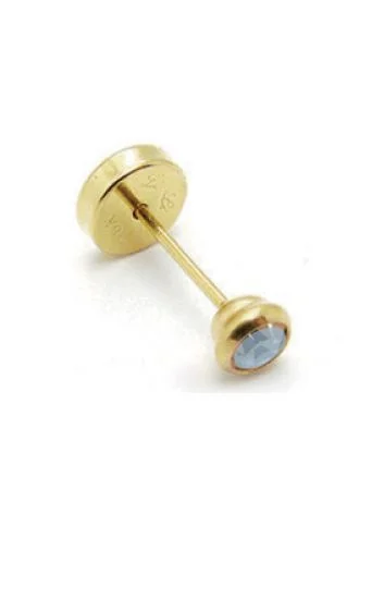 Abridor Oro 18 Kt. Piedra Engarzada Celeste