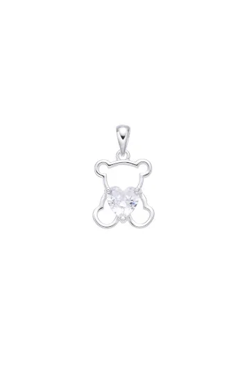 Dije Colgante de Oso y Corazon de Cubic