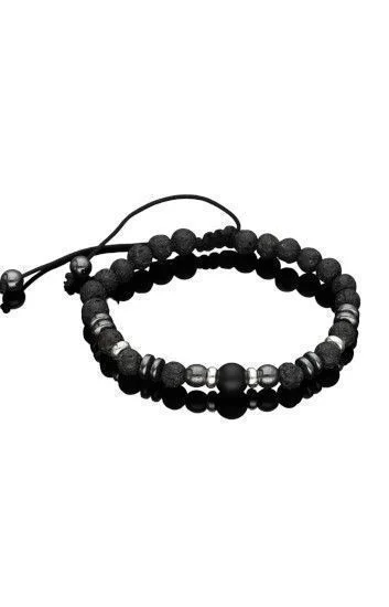 Pulsera Piedras Naturales Volcanica 6mm, Onix Opaco 8mm, Donas de Plat
