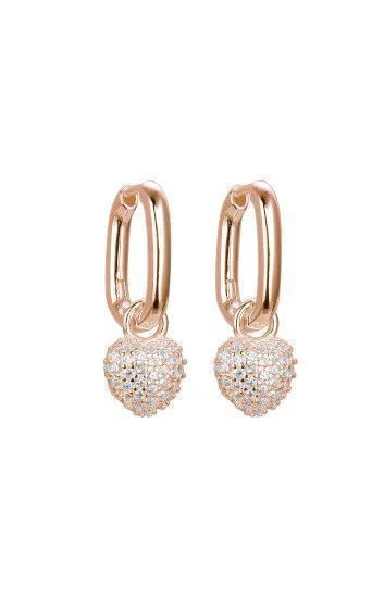 Aros Huggies Liso con Dije Colgante de Corazon