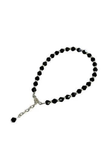 Pulsera de Cristal Checo y Bolitas con Dije Piedra