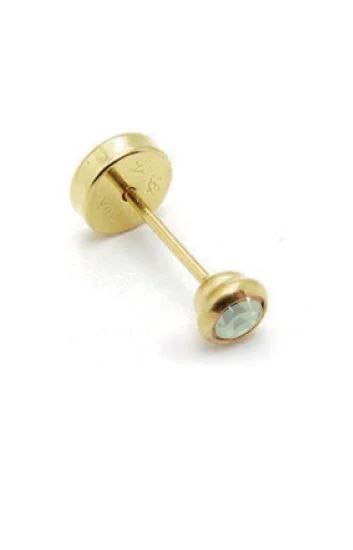 Abridor Oro 18 Kt. Piedra Engarzada Verde Clara