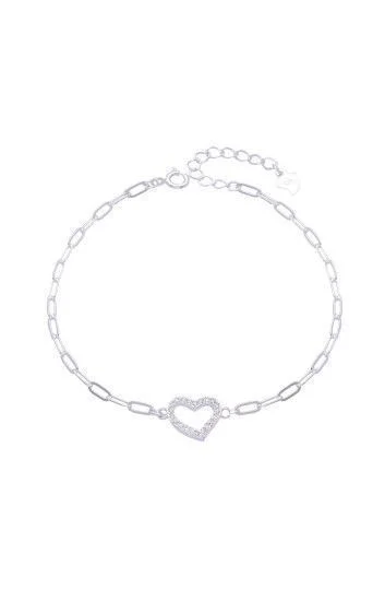 Pulsera de Cadena Paper Clips con Dije de Corazon