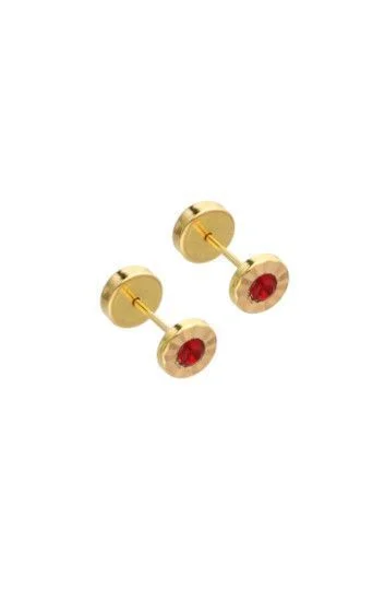 Abridor Oro 18 Kt. c/Tic Laminado Facetado Piedra Roja