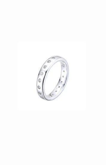 Anillo Liso con Cubics Engarzados