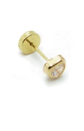 Abridor Oro 18 Kt. c/Tic Laminado Corazon con Cubic Blanco