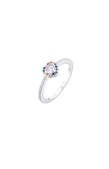 Anillo de Corazon Cubic Blanco con Circones