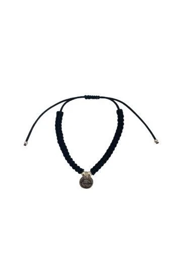 Pulsera de Cordon Negro con Dije de Nena en Plata