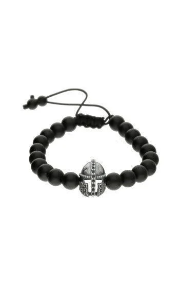 Pulsera Piedras Naturales Onix Opaco 8mm y Dije Romano Ba ado en plata