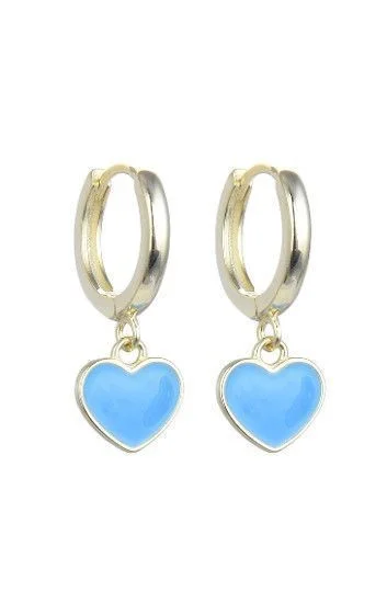 Aros Huggies con Dijes Colgantes de Corazon Esmaltado