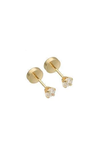Abridor Oro 18 Kt. c/Tic Laminado Grifa con cubic 4mm
