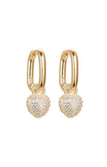 Aros Huggies Liso con Dije Colgante de Corazon