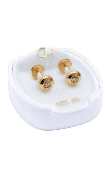 Abridor Oro 18 Kt. c/Tic Laminado Cono con Cubic