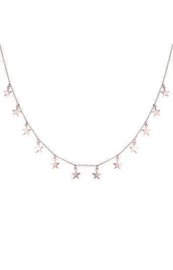 Gargantilla Choker con Dije Colgante de Estrellas Lisas Rosada