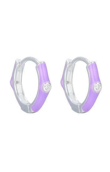 Huggies Plata Esmaltados Plateados con Violeta