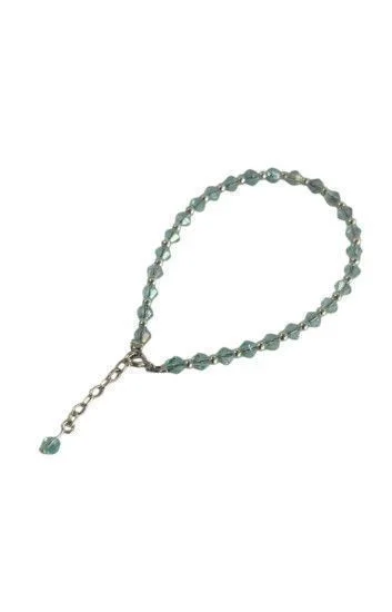 Pulsera de Cristal Checo y Bolitas con Dije Piedra