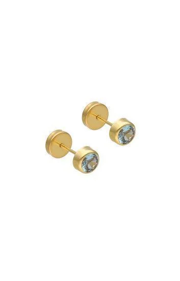 Abridor Oro 18 Kt. c/Tic Laminado Tubo con Cubic