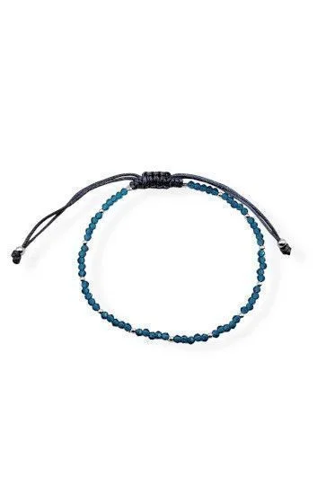 Pulsera Ajustable de Cristales Celestes 2.5mm con Bolitas de 2mm