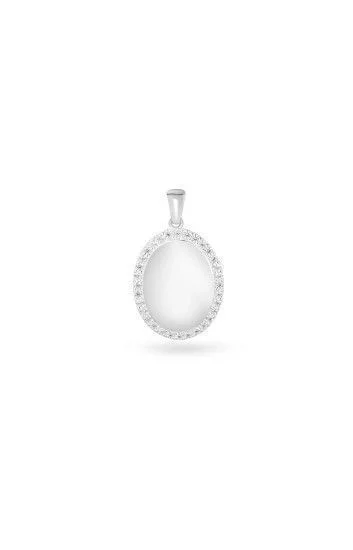 Dije de Placa Ovalado 14x18mm con Circones