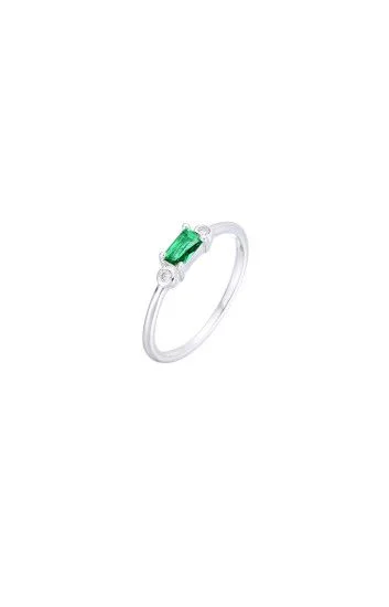 Anillo con Circon Rectangular y Puntos de Luz