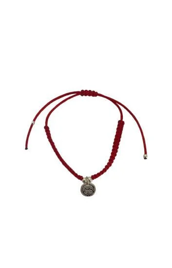Pulsera de Cordon Rojo con Dije de Nene en Plata