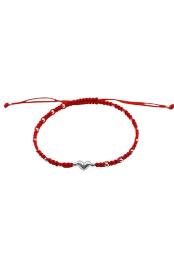 Pulsera Ajustable de Cordon con Bolitas 2.5mm con Dije de corazón