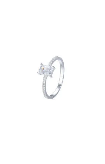 Anillo Solitario con Cubic Cuadrado y Circones