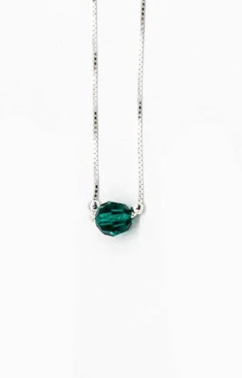 Collar con Cadena Veneziana y Dije Ball 6mm Esmerald