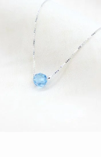 Collar con Cadena Veneziana y Dije Ball 6mm Aquamarine