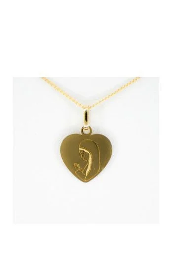 Medalla corazón Virgen ni a con detalle grabado