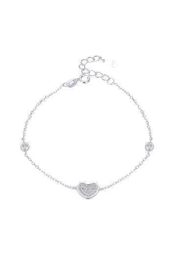 Pulsera de Cadena Forzet con Dijes de Corazon y Puntos de Luz
