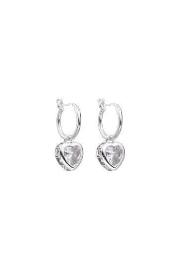 Aros de Argollas Lisas con Dije Colgante de corazón