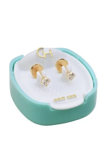 Abridor Oro 18 Kt. Grifa con cubic 4mm