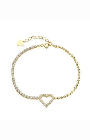Pulsera Tennis 2.2mm y Bolitas con Dijes de Corazon con Circones