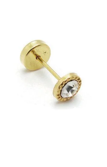 Abridor Oro 18 Kt. c/Tic Laminado Piedra Pegada Blanca