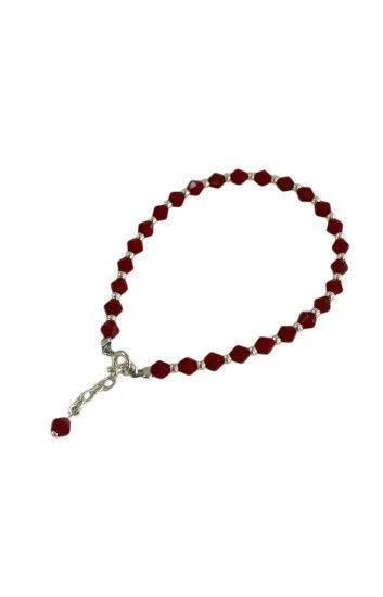 Pulsera de Cristal Checo y Bolitas con Dije Piedra