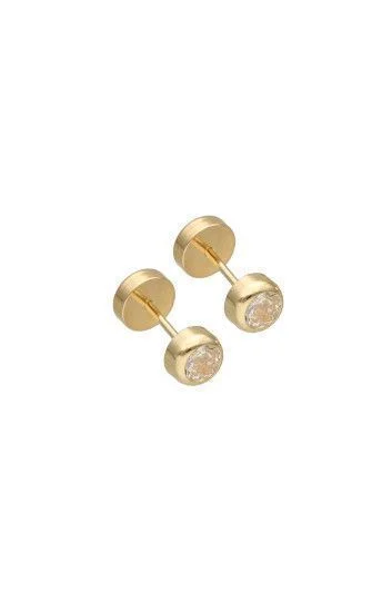 Abridor Oro 18 Kt. c/Tic Laminado Tubo con Cubic