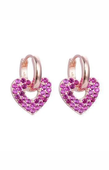 Aros Huggies Lisos con Dijes Colgantes de Corazon