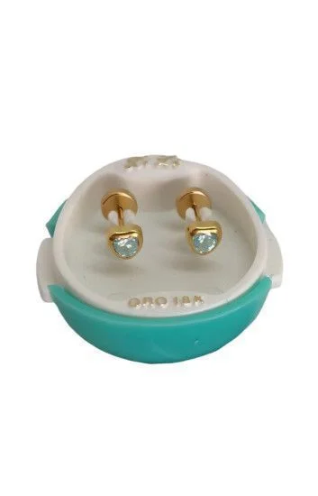 Abridor Aro con Tuerca en 18 Kt Corazon con Cubic