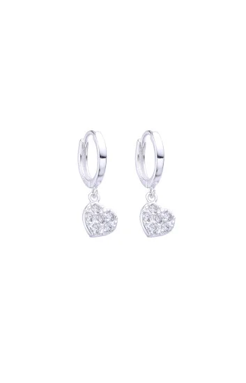 Aros Huggies Lisos con Dije Colgante de Corazon