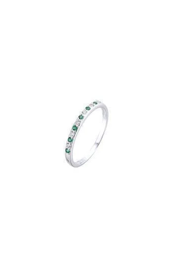 Anillo Medio Sin Fin Plateado con Circones