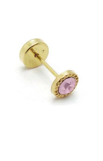Abridor Oro 18 Kt. c/Tic Laminado Piedra Pegada Rosa