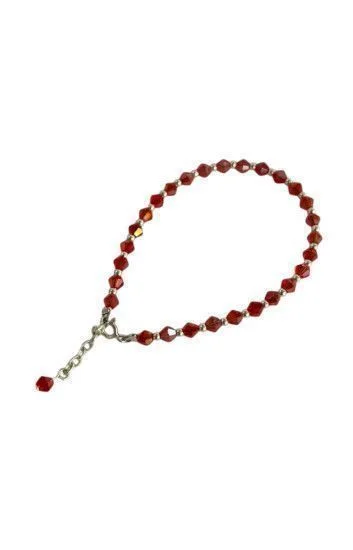 Pulsera de Cristal Checo y Bolitas con Dije Piedra