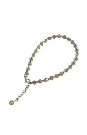 Pulsera de Cristal Checo y Bolitas con Dije Piedra